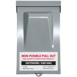 DuctlessAire 60 Amp Non Fused Disconnect - AC Disconnect Outdoor Box - Metal Cased Safety Switch Case - 240 VAC Electrical Breaker Box for Air Conditioner, Heat Pumps, HVAC, Generator and More