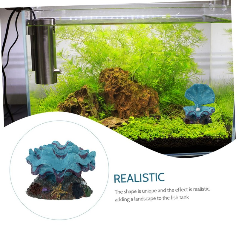 Mobestech 2Pcs Scallop Fish Tank Bubbler Decoration Underwater Ornaments for
