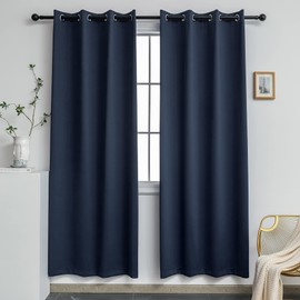 YGO Navy Blackout Curtains for Bedroom - Grommet Thermal Insulated Room Darkening Blockout Curtains for Living Room, Set of 2 Panels (52 x 72 Inch, Dark Blue)