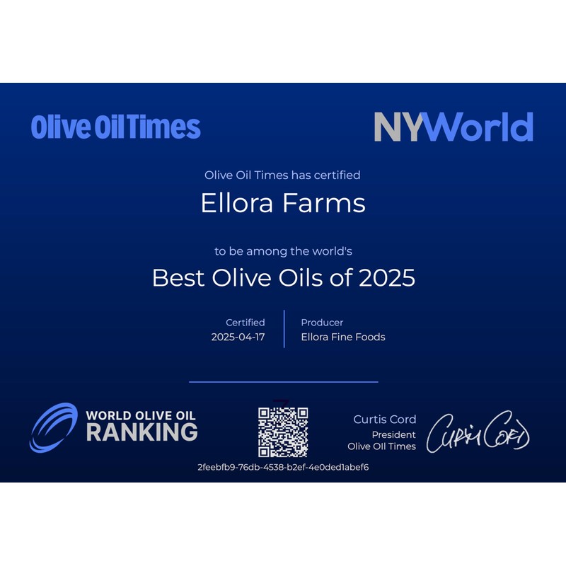 Ellora Farms, Certified PDO Extra Virgin Olive Oil, Single Estate,