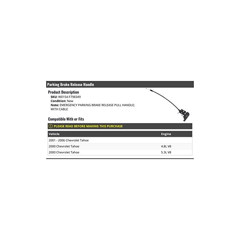 Parking Brake Release Handle and Cable - Compatible with 2000-2006