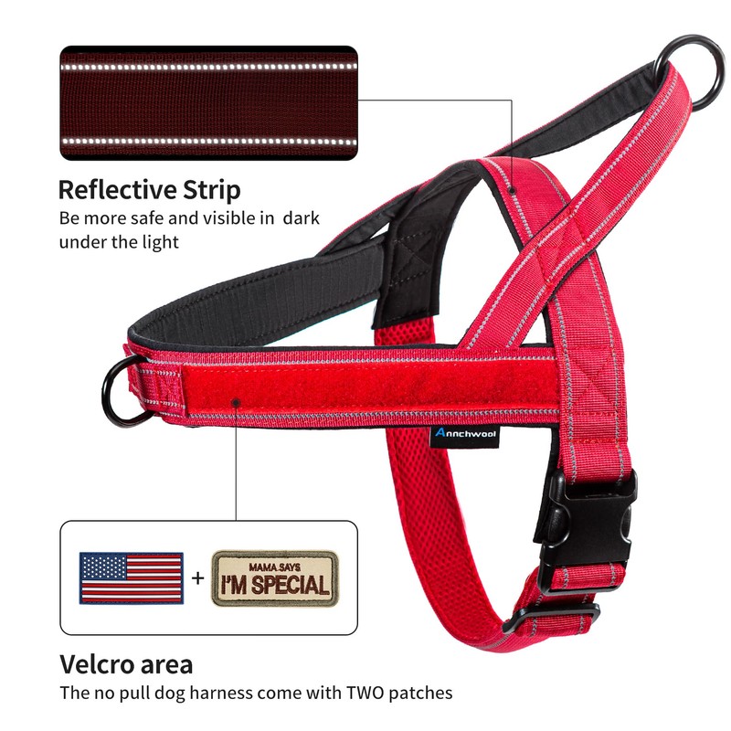Annchwool No Pull Dog Harness with Soft Padded Handle,Reflective Strip