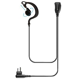 Single Wire Earhook Earpiece with Reinforced Cable for Motorola Radios BRP40 CP200 CP200D CP185 CLS1410 CLS1110 DTR650 RDU2020 RDU4100 RDU4160D RDU2080D RMU2040 RMU2080D CLS RMM RMU, G Shape Headset
