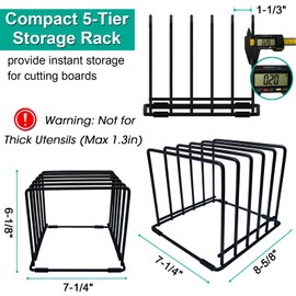 2-Pack 5-Tier Cutting Board Organizer Rack - Space-Saving, No Assembly, Rust-Resistant Metal, Holds Cutting Boards, Trays, Bakeware, Cookbooks, Kitchen Storage