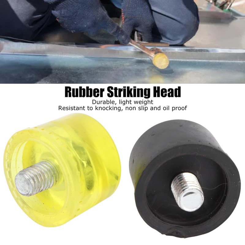 4 Pcs Rubber Hammer Replacement Striking Head Yellow Black Plastic