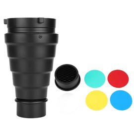 Aluminum Alloy Conical Snoot Kit, Metal Conical Snoot Light Beam Tube Photo Studio Spot Snoot with Honeycomb Grid and 5 Color Gel Filters Reflector for Studio Strobe Monolight Photography Flash