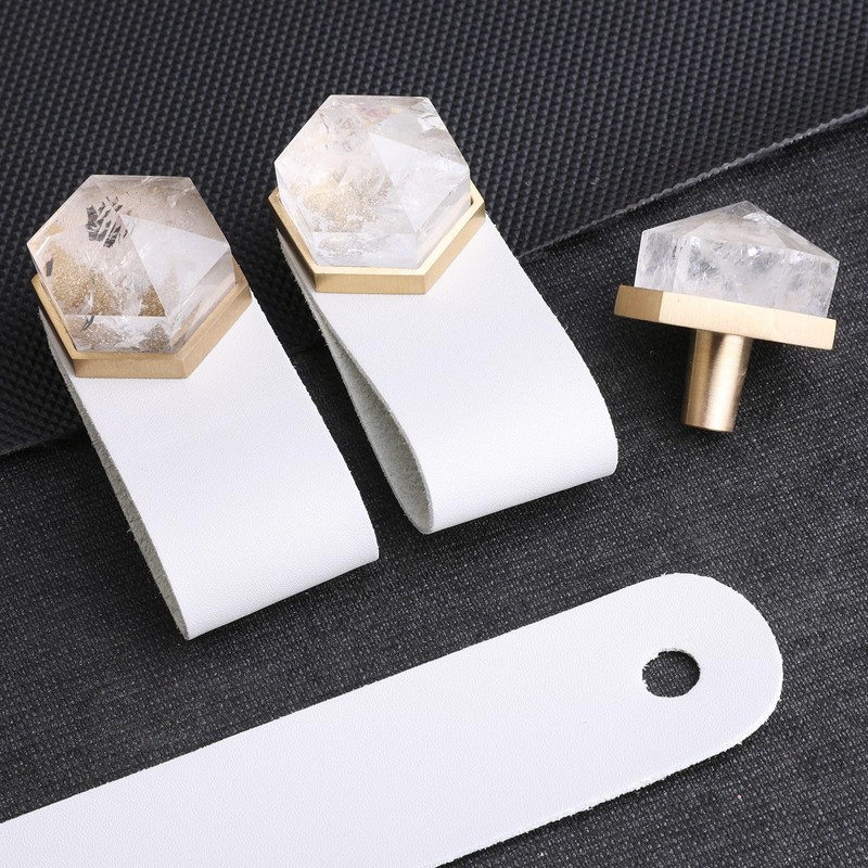 mookaitedecor Set of 2 Rock Quartz Crystal Hexagon Drawer Knobs,