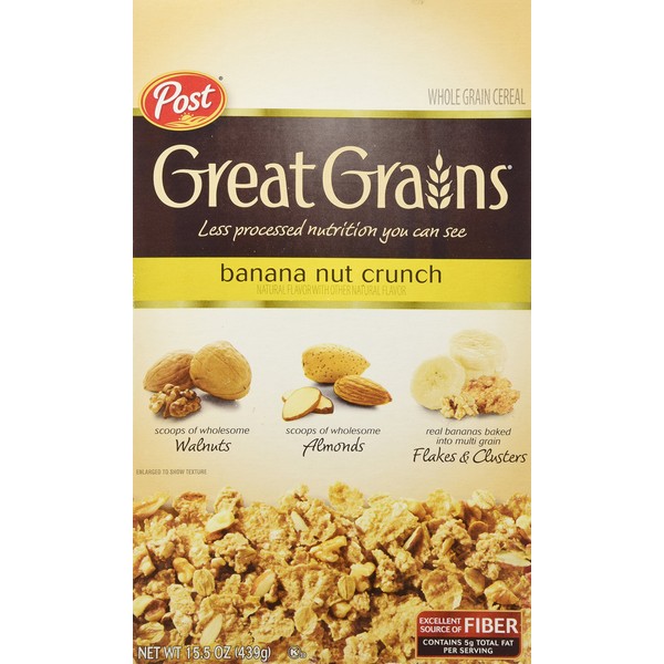Post Selects Great Grains Banana Nut Crunch Whole Grain Cereal 15.5 Ounce [Pack of 2]