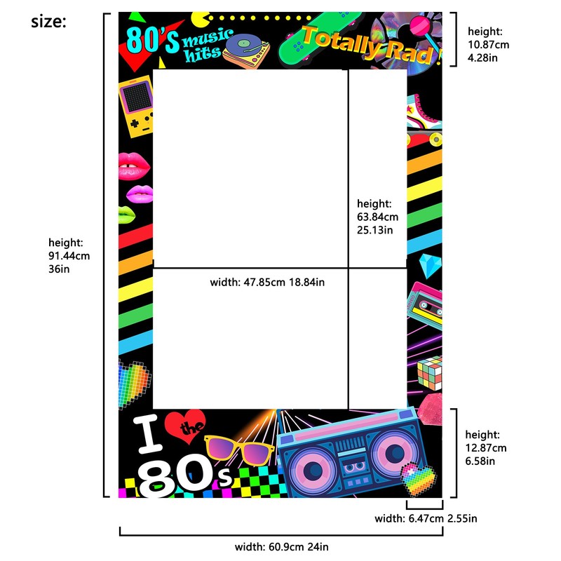 Musykrafties I love 80s Photo Booth Frame Photobooth Props Backdrop