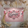 HOMETITUTE Happy Birthday Backdrop Banner Sign Elegant Pink And Silver