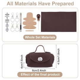 FREEBLOSS 4 Set DIY Mini Leather Purse Kit PU Leather Purse Making Kit Leather Crafting Kit Handmade Leather Wallet with Keychian Design Leather Wallet Kits for Woman Men Leather Working 6x4x4.5cm