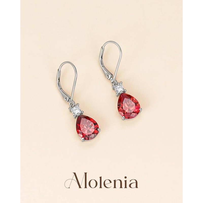 Teardrop Birthstone Dangle Drop Earrings for Women: July Birthstone Jewelry,