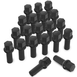 MIKKUPPA Wheel Bolts M14 x 1.5 Shaft Length 28 mm Ball Collar R13 Spanner Width 17 mm Black Pack of 20