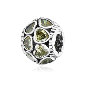 NINGAN November Birthstone Charms for Bracelets 925 Sterling Silver Openwork Bead Charms, Love Heart Charms for Bracelets and Necklaces, Happy Birthday Charms for Women