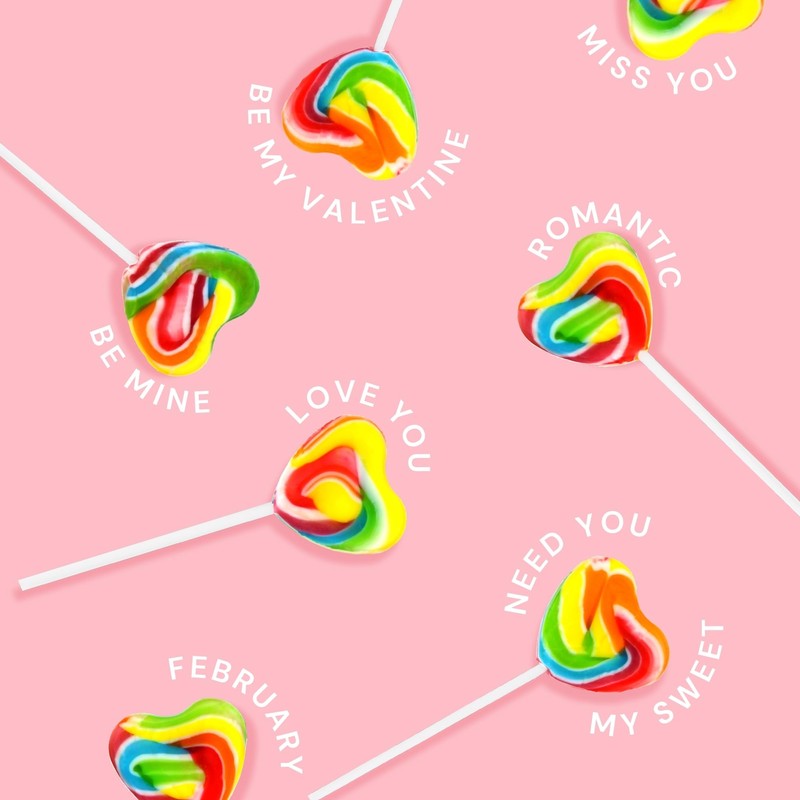 Snacktery Heart Lollipops - 24 Heart-Shaped Valentines Lollipops - Rainbow