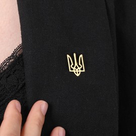 Ukrainian Symbol Brooch Stainless Steel Cutout Design Pin for Mens Jewelry (steel)