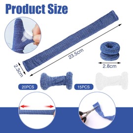 VEGCOO 35 PCS Finger Bandages, Tubular White and Blue Cotton Finger Cots, Finger Roll Tubular Bandage, Finger Stall for Finger Sprains Swelling, Scald Protection, Gardening Work