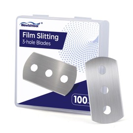 NEWISHTOOL 3-Hole Blades Film Slitting Blade 100 Pcs Replacement Blades for Back Paper Slitter Vinyl Cutter Safety Knife