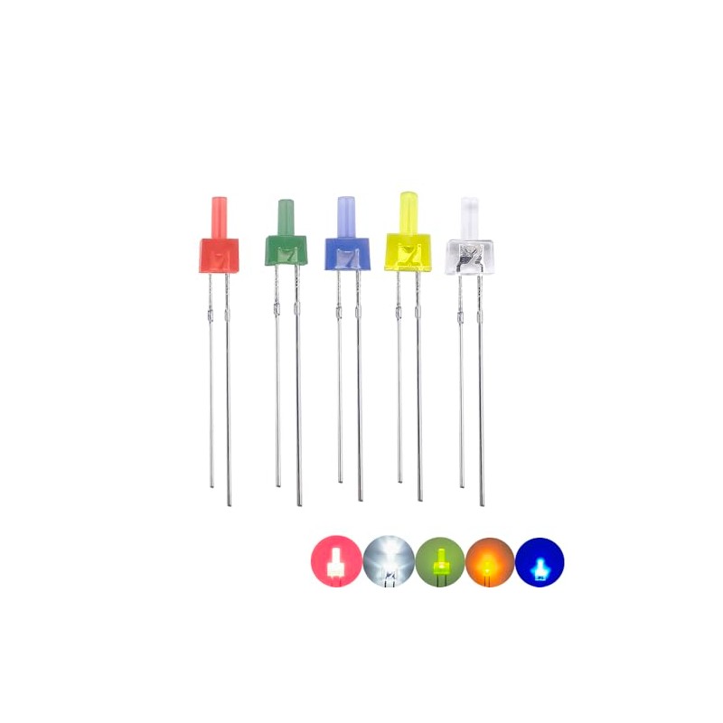 Cleiscry 100PCS 2mm Flat top LED Diode Light Assorted Kit