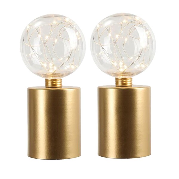 JHY DESIGN Set of 2 Gold Table Lamp Battery Powered 8''Tall Cordless Lamp Light Battery Operated Great for Living Room Bedroom Weddings Parties Patio Events Indoors Outdoors