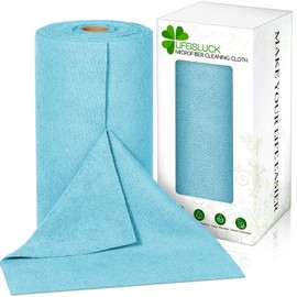 LifeisLuck 65 Pack Microfiber on a Roll Tear Away Towel, 10" x 10" Reusable Washable Microfiber Cloths Paper Towels Roll Absorbent Rag for Car Kitchen Cleaning