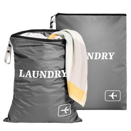 NADSSJL Pack of 2 Laundry Bags Travel - Waterproof Laundry Bags Travel with Zip in 2 Sizes. Foldable Dirty Laundry Bags, Reusable Laundry Bag, Ideal for Travel, Holidays and Home