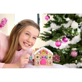 Polly Pocket JFV13 Advent Calendar with Polly Pocket Doll, Gingerbread House Playset with 24 Surprises, Dollhouse Furniture and Christmas Accessories