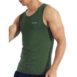 EZRUN Men's Quick Dry Sport Tank Top for Bodybuilding Gym Athletic Jogging Running,Fitness Training Workout Sleeveless Shirts(Green,XL)