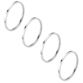 Stacking Rings for Women Thin Band Knuckle Finger Stacking Plain Ring for Teen Girls Stainless Steel Toe Rings Minimalist Rings for Women (Silver, 9)