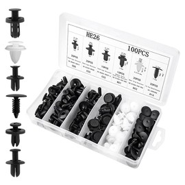 100PCS 6 Sizes Car Retainer Clips Set, Auto Door Trim Panel Clips, Bumper Push Rivet Clips with Storage Box, Expansion Screws Replacement Kit Accessories, Universal for GM, Ford, Toyota, Chrysler