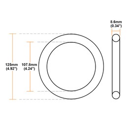 sourcing map Metric Nitrile Rubber O-Rings Seal 125 mm OD 107.8 mm ID 8.6 mm Width 1 Piece