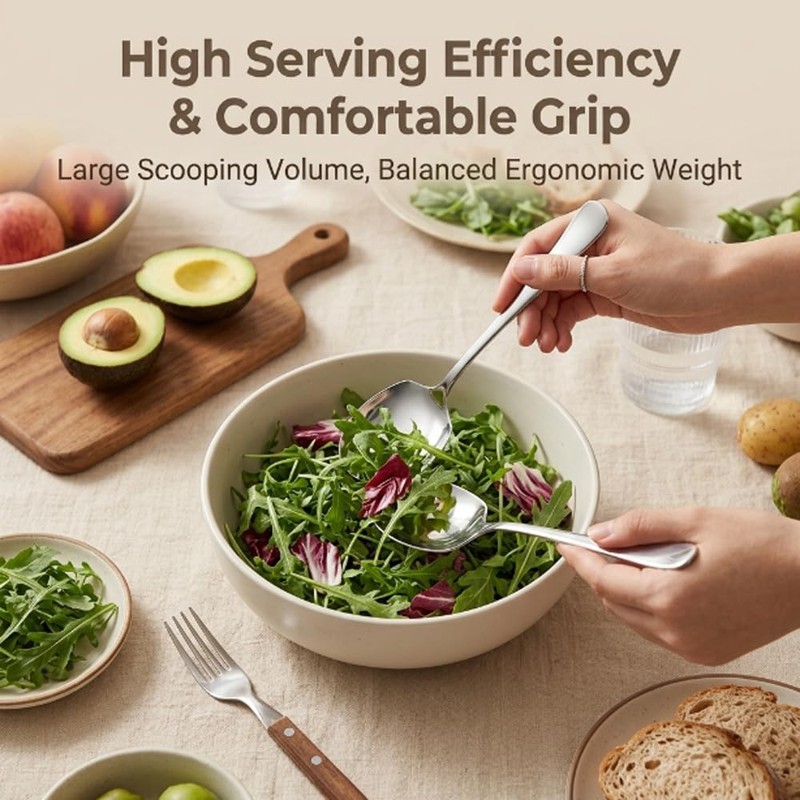 3 PCS Large Serving Spoons Stainless Steel Serving Utensils (Silver)