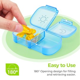 AUVON XL Weekly Pill Organizer 2 Times a Day with Large Opening for Easy Filling, AM PM Pill Box 7 Day in Rainbow Colors, Portable Travel Pill Case fo