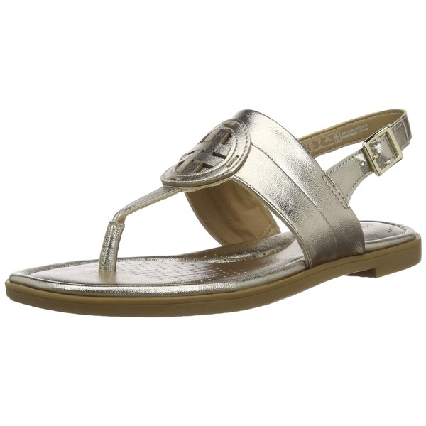 Clarks Women's Ankle-Strap Flat Sandal, Metallic Synthetic, 9.5