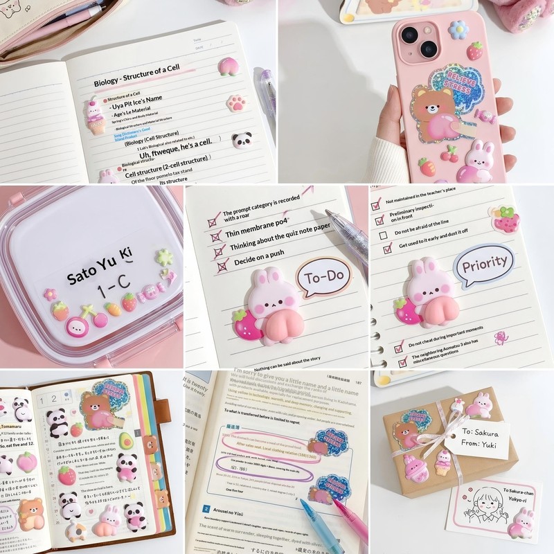 2 Pack Squishy Butt Stress Relief Stickers Cute 3D Peach