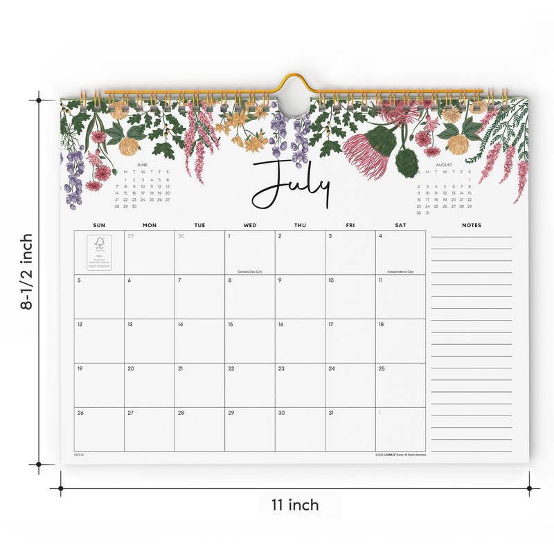 Cabbrix 2026 calendar, 18 Months 2026 wall Calendar 11"x8.5" Runs