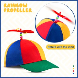 Propeller - Gorro desmontable con diseño de arco iris, gorro giratorio loco y pajarita ajustable para disfraces de adultos (rojo, 2 piezas)