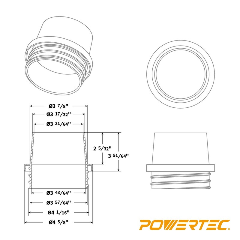 POWERTEC 70193 Screw End Quick Coupler for 4” Hose –