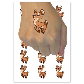 Bouncy Doe Deer Hopping Leaping Temporary Tattoo Water Resistant Fake Body Art Set Collection - 54 1" Tattoos (1 Sheet)
