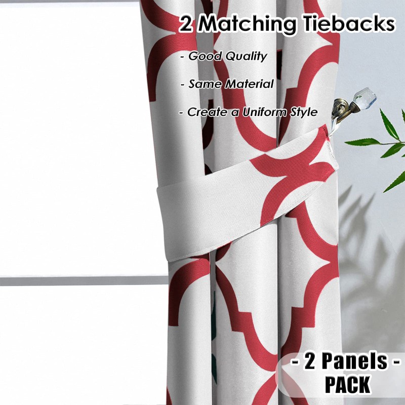 Melodieux Moroccan Printed Room Darkening Blackout Grommet Curtains for Bedroom
