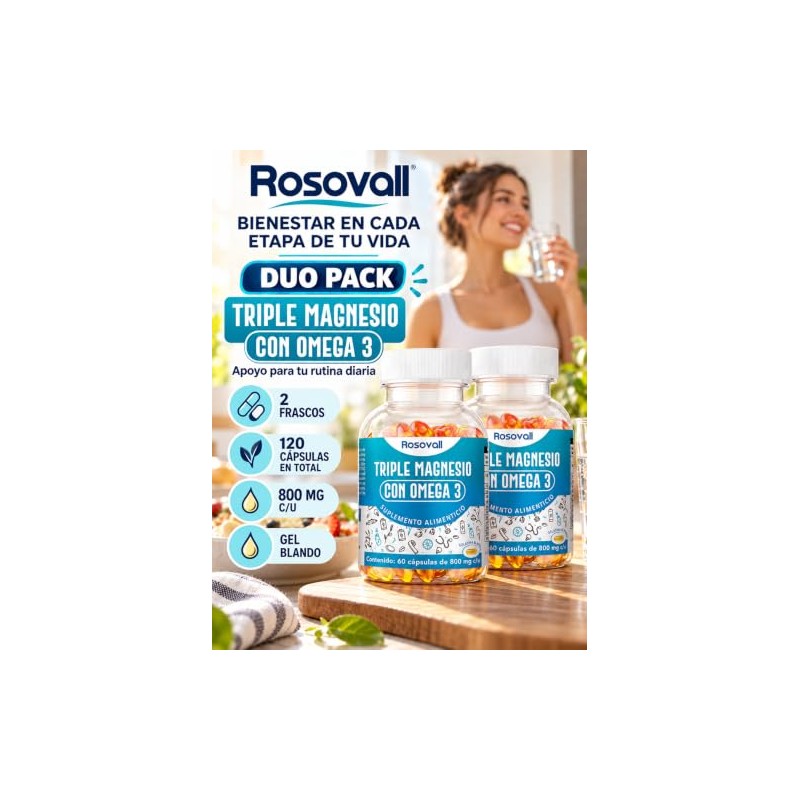 Triple Magnesio Duo Pack con Omega-3, 60 Cápsulas por Frasco