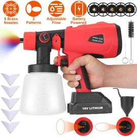 Portable Battery-Powered Electric Paint Sprayer with 5 Nozzles & Adjustable Flow Control