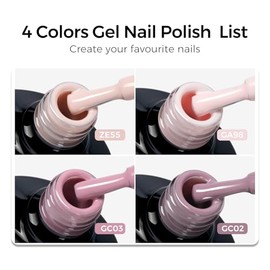 TOMICCA UV Nagellack Set, 4 Farben Nudefarben Rose Gel Nagellack, Soak-Off UV/LED Geschenk f√ºr Nagelstudio DIY Home, 8ML