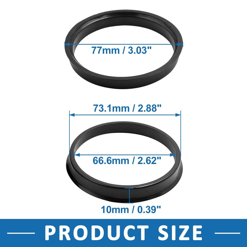 A ABSOPRO Centric Hub Rings 73.1 to 66.6 mm Wheel