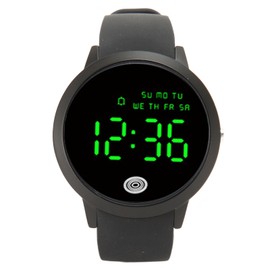 Men Digital Watch Round Color Screen Waterproof Backlit Ultra Thin Stylish Alarm Sports Watch Black Shell Black Belt Big Size