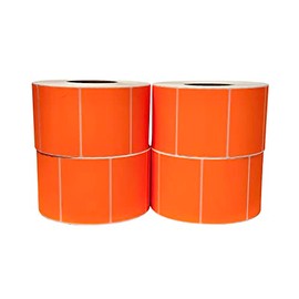 AVG Packaging Supplies Thermal Transfer Labels (4” x 3”) - Multipurpose Labels for Shipping and Business - 3" Core Compatible w/Industrial Printers - 2000 Labels/Roll (4 Rolls) (Orange)