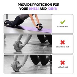 HEDUGO Exercise Equipment Mat for Ab Roller Wheel, Non Slip Abdominal Knee Mat, 6mm Thick Home Gym Floor Pad for Yoga, Pilates, Skipping, 72"L X 24"W X 0.24"Th, TPE, Purple