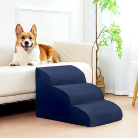 Dog Stairs for Small Dogs, High Density Foam Dog Steps, Extra Wide Non-Slip Pet Ramp for High Beds Or Couch, Soft Doggie Ladder for Dogs Injured, Older Pets, Small Cats