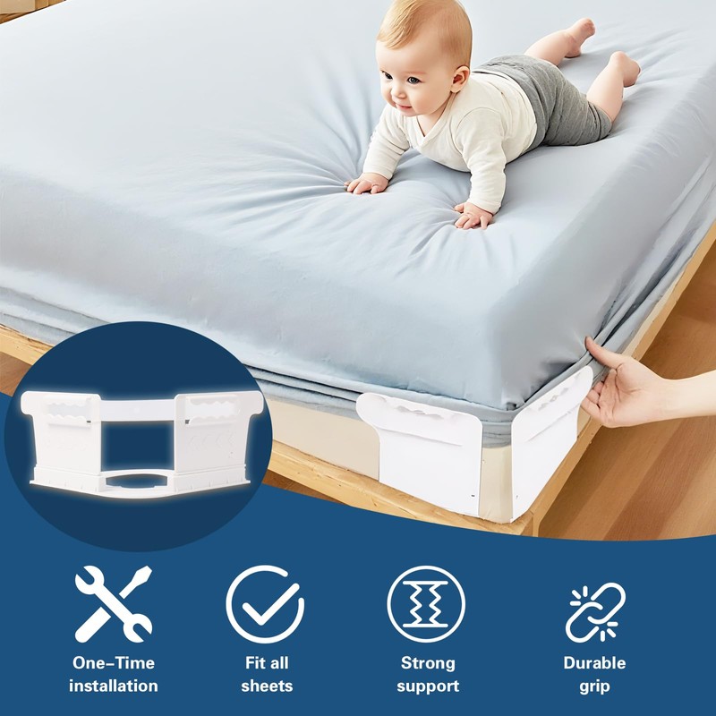 DIFENLUN 4-Piece Sheet Keeper, Keeper Keeps Sheets Tight, no More