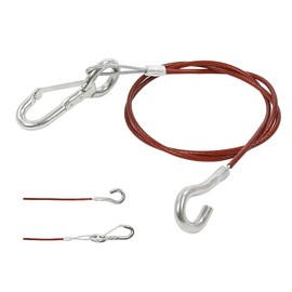 Set of brake - breakaway rope with fork head, hook or carabiner, 1 metre brake cable, safety rope for all standard braked trailers (with carabiner and hook)